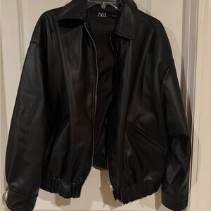 Zara Sleek Black Bomber Jacket